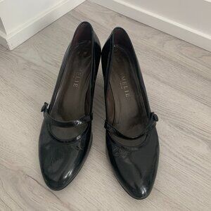 Amelie Black leather Mary Jane heels size 38